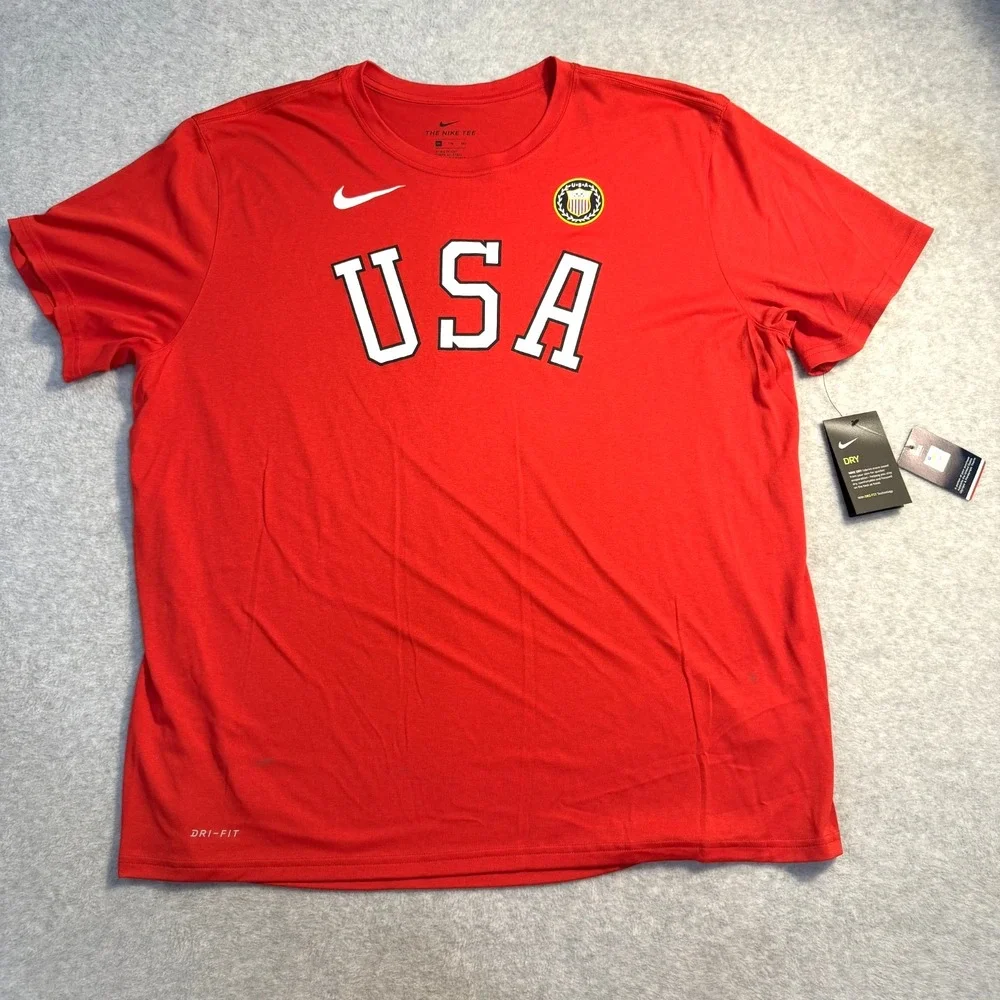 Nike USA Olympic Team Dri-FIT Red Athletic Cut T-Shirt Mens XXL Short Sleeve NWT